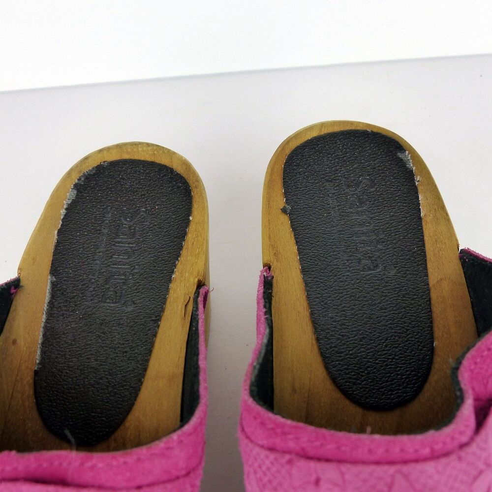 Sanita Platform Mule Clogs Womens 8-8.5 US 39 Pink Floral Suede Boho Sweden - Picture 8 of 16